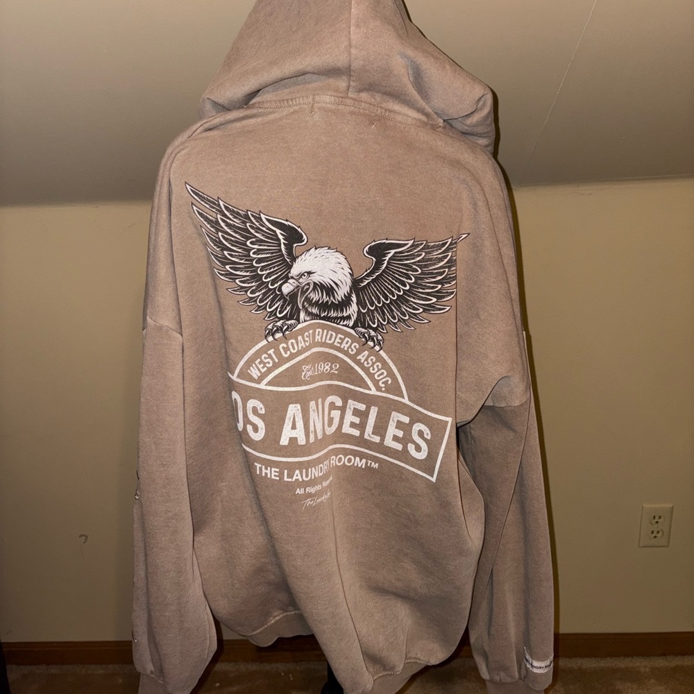 The Laundry Room Tan Hoodie with Eagle Graphic